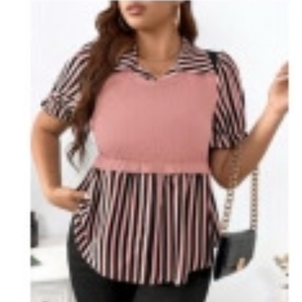 Striped Pink and Black Women's Top